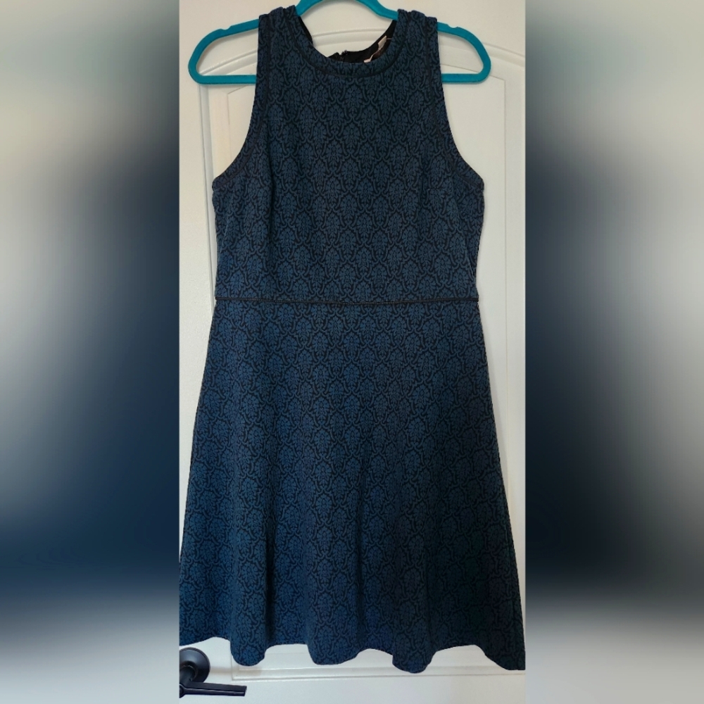 LOFT Sleeveless Blue Patterned Dress